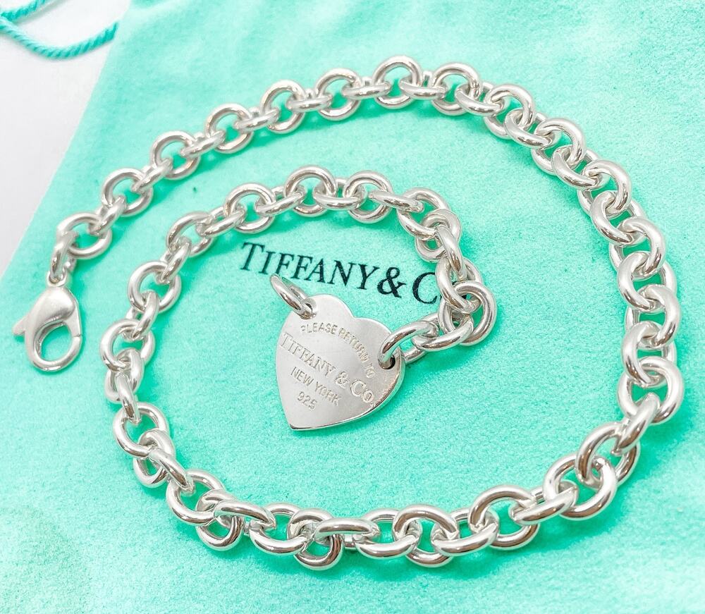 Tiffany & Co. Return to Tiffany Large Heart Tag Necklace Sterling Silver 15"